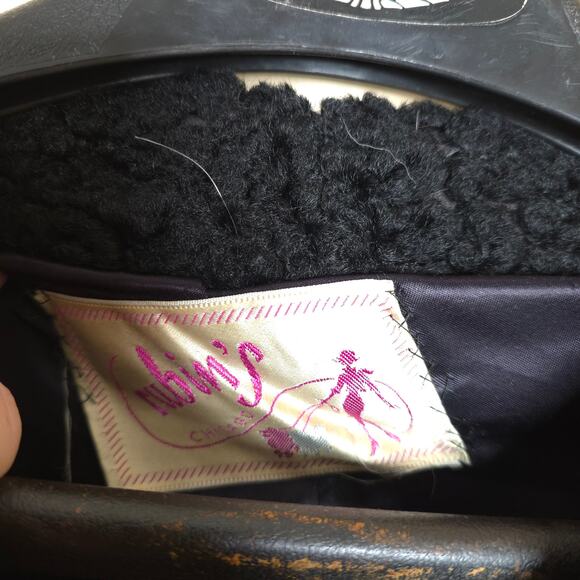 Vintage Rubin's Swirled Heavy Long Lined Coat with Fur Collar in Black Size XL - Picture 11 of 12